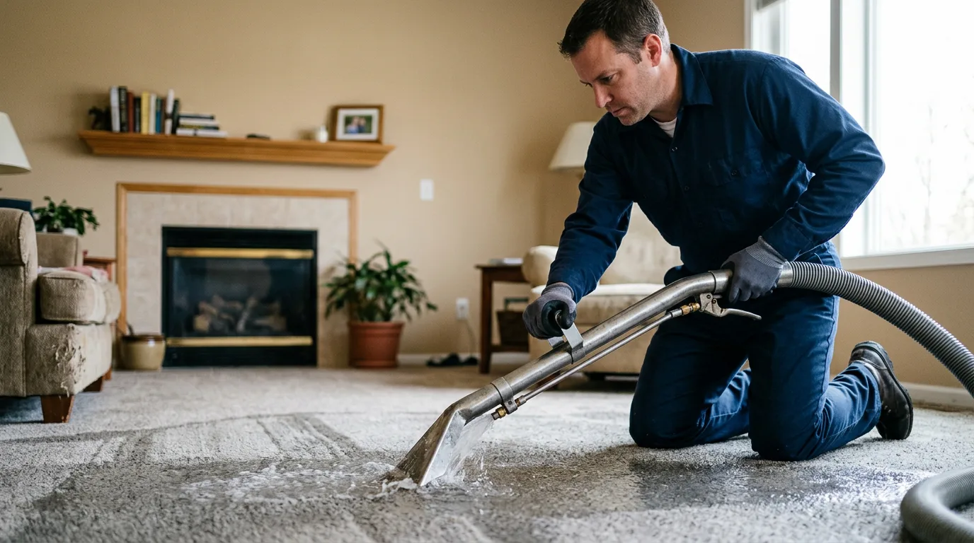 Water damage restoration technician working near Harborcreek, PA